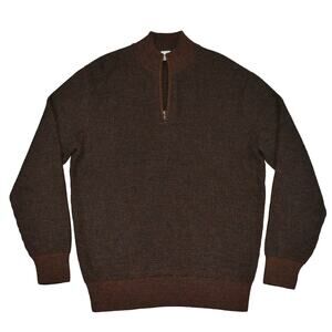 Williams & Kent Premium royal alpaca wool 1/4 zip sweater reddish brown sz Large